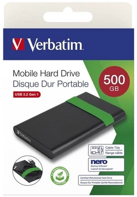 Verbatim Hard Disk Esterno 2.5” 500GB Certificato Compatibile 5400RPM USB 3.2