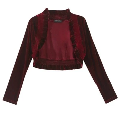 1x Women Velvet Bolero Cardigan Ruffle Capelet Shrug Wedding Party Jacket Shawl - Image 1 of 4