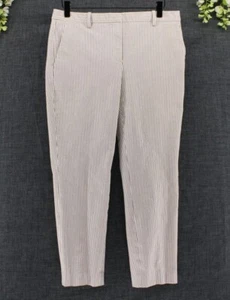 Theory Women's Treeca 4 Beige Multi Striped Stretch Pants White/Orange/Black Sz - Picture 1 of 11