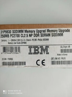 memoire sodimm PC2700 IBM NEUVE CL 2.5 200 PINS SDRAM sodimm - Photo 1/4