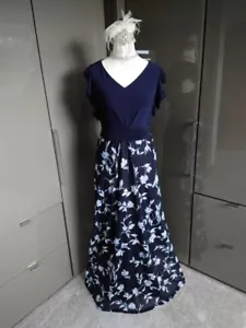 Phase Eight White & Navy Blue Long Evening Dress 10 Occasion Formal Cruise Party - Picture 1 of 12