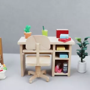 2PC 1:12 Scale Dolls House Miniatures Furniture Computer Desk Chair Accessory - Picture 1 of 7