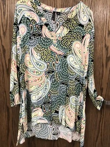 Tunic Blouse By “New Directions” Size XL; Muti Color Paisley Pattern - Picture 1 of 9