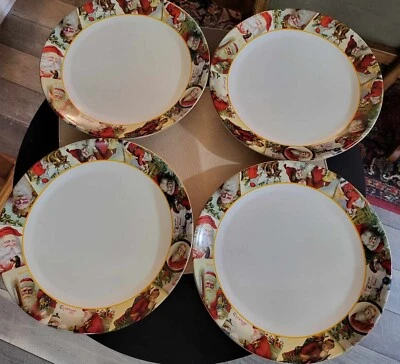 Primitives by Kathy Merry Christmas Set/4 Dinner Plates Holiday Decor 12" NEW! - Image 1 of 4