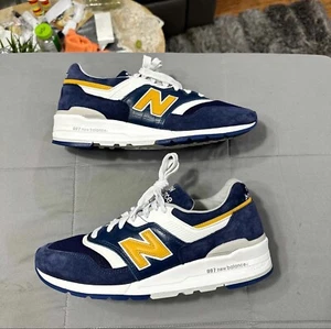 Size 10 - New Balance 997 Navy Blue Mustard Yellow Trainers RARE Og Retro NB - Picture 1 of 6
