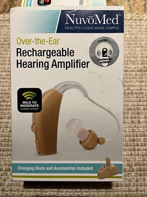 Estuche de almacenamiento y accesorios amplificador auditivo recargable sobre la oreja NuvoMed Foto 1 de 2