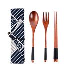 New Portable Spoon Fork Reusable With Bags Bamboo Flatware Wooden Cutlery