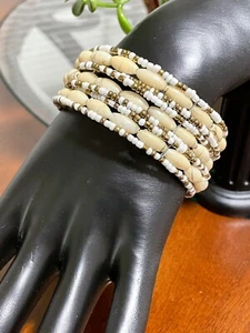 Lovely Beaded Wire Cuff Statement Bracelet - Picture 1 of 6