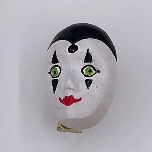 VTG Brooch Clown Mime Face Pin Jewelry Resin French Face Theatre Mask Deco Retro - Picture 1 of 8