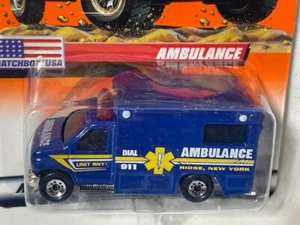 1998 Matchbox #5 Ambulance, Blue, 1/64, NIB - Picture 1 of 2