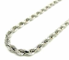 Solid 925 Sterling Silver Italian Rope Chain Mens Necklace 4mm - Diamond Cut