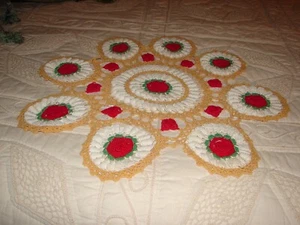 Vintage Handmade Crochet Rose Dolly Heirloom 24 Inch in Diamete - Picture 1 of 2
