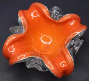 Barovier Toso Foliform orange Tutti fruchtige Schale in Muranoglas 8 Zoll schwer - Bild 1 von 5