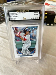 Mookie Betts 2014 1st Bowman Prospects #BP109 Five Star Grading 9 - Picture 1 of 2