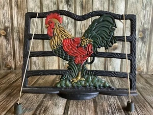 CAST IRON ROOSTER BOOK STAND WITH MARKERS - Picture 1 of 8