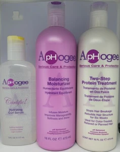 ApHogee 3pc Set(Curl Serum +Balancing Moist. 16oz + Two-Step Protein Treat 16oz) - Picture 1 of 1