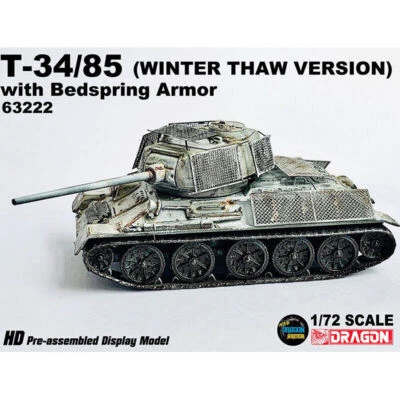 Dragon 1/72 Soviet T-34/85 Tank W/Bedspring Armor Winter Thaw Version Model  - Image 1 of 4