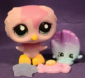 Authentische Littlest Pet Shop #1641 SELTENE UK Release rosa Eule aquagrün blau Augen - Bild 1 von 7