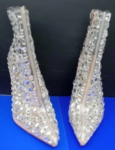Azalea Wang Clear, Crystal Embellished, Pointed Toe Stiletto Bootie size 9 nice. - Picture 1 of 11