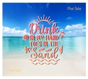 20oz Sublimation Tumbler Wrap Toes In The Sand Ready To Press Print - Picture 1 of 1