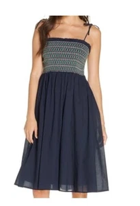 Tory Burch marineblau wandelbares gesmoktes KLEID Größe M neu mit Etikett $ 358 - Bild 1 von 5