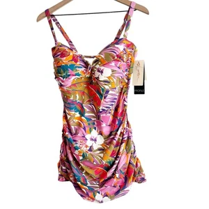 GOTTEX TRAJE DE BAÑO FLORAL COLORIDO BANDEAU NATACIÓN MUJER VESTIDO TALLA 20W EE. UU. NUEVO CON ETIQUETAS - Imagen 1 de 7