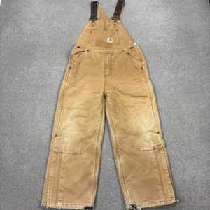 Carhartt Dungarees Kids 28x22 Tan Overalls Double Knee Quilted Duck Bib Youth - Picture 1 of 11