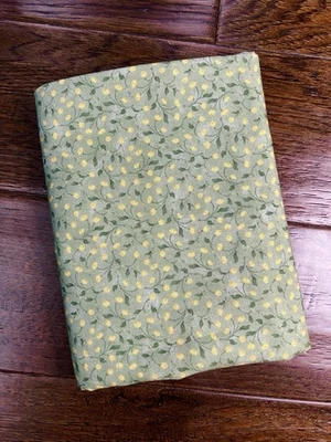 MODA Pieces From My Heart Sandy Gervais - 1.5 Yards Green Yellow Flowers - VTG - Image 1 of 3
