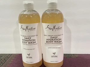 2 Shea Moisture 100 % natives Kokosöl tägliche Feuchtigkeit Duschgel GROSSE Größe 19,8 Unzen - Bild 1 von 4