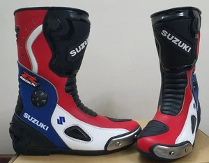 SUZUKI Motorrad Rindsleder Rennschuhe Motorrad Leder Reitstiefel - Bild 1 von 2