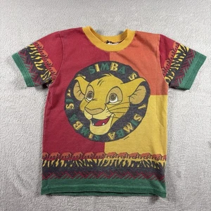 Vintage Simba Lion King Youth Small 4T Red All Over Mega Print T Shirt 90s - Picture 1 of 8