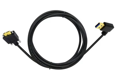 USB 3.0 A to Micro-B Male Panel Mount Cable 5m | Right Angle Screw Lock - Image 1 of 2