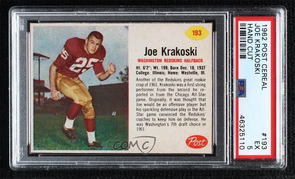 1962 Post Joe Krakoski #193 PSA 5 - Image 1 of 2