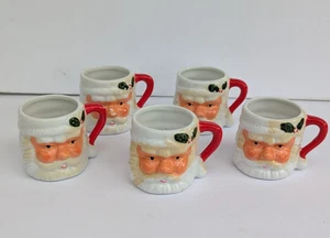 VTG Mini Ceramic Santa Claus Christmas Espresso /Shot Glass Size Mugs Set of 5 - Picture 1 of 6