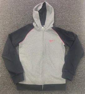 Vintage Nike Jacket Hooded Hoodie Youth Girls XL Zip Y2K Swoosh Grey Black - Picture 1 of 8