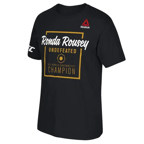 Ronda Rousey UFC Reebok Undefeated Champion Black T-Shirt Men's Small S WWE Star Cover