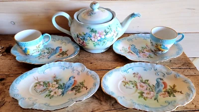 De colección Baviera Alemania Taza de Té Snack Plato Tetera Set Bluebird BAREUTHER WALDSASSEN Foto 1 de 4