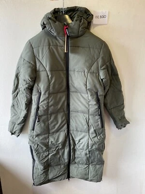 Abrigo Puffer Largo Gris Caqui Con Capucha KANGAROOS UK 8 - Imagen 1 de 4
