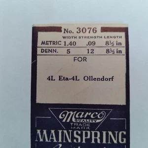 Marco 3076 main Spring 1.40  .09 8 1/2 in eta 4l ollendorf 4l  b39 - Picture 1 of 1