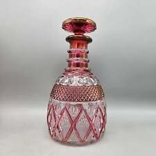 Vintage Cranberry Cut to Clear Decanter