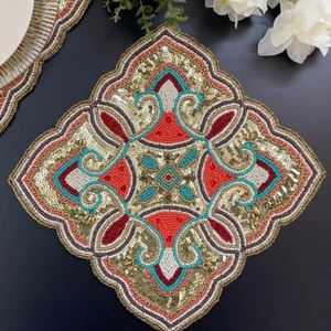 Set of 6, Luxury Handmade bead placemat, bead and sequin tablemat - Picture 1 of 5