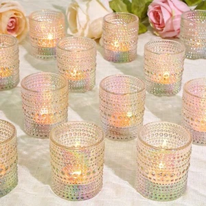 24 Stück Votivkerzenhalter irisierendes Glas Kerzenhalter Teelichthalter - Bild 1 von 9