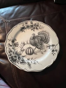 "Nuevo plato Maxcera Toile Acción de Gracias Pavo Gris 9 1/4""" - Imagen 1 de 3