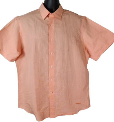 Daniel Cremieux Men's Peach SS Button Front Cotton/Silk Blend Shirt Size XL - Image 1 of 4