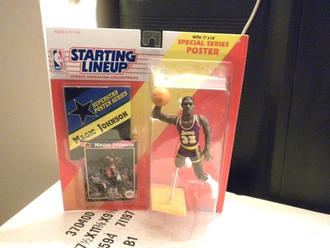 BRAND NEW (NOS) 1992 MAGIC JOHNSON LA LAKERS STARTING LINE UP FIGURE MONMC Cover