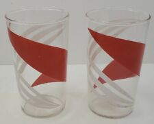 Vtg Set of 2 Swirl Juice Glasses 4.5"  Drink Glass Red and White MCM Swirl
