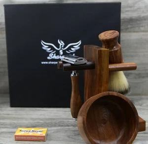 Schwarzes 5-teiliges Rasierset | DE Rasierhobel & Dachsbürste | Herren Geschenkset - Bild 1 von 12
