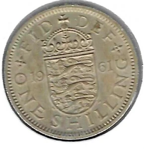 1961 Great Britain Circulated 1 Shilling QEII Coin! (English Crest) - Picture 1 of 2