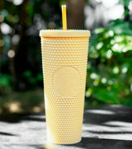 Starbucks China 2022 New Butter Yellow Matte Studded 24oz Straw Cup Tumbler