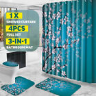 Plum Blossom Shower Curtain Waterproof Bath Mat Carpet Lid Toilet Seat Cover